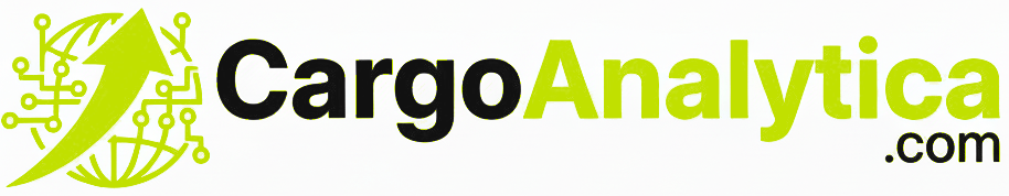 Logo de CargoAnalytica, icono y texto en verde lima y negro sobre fondo blanco